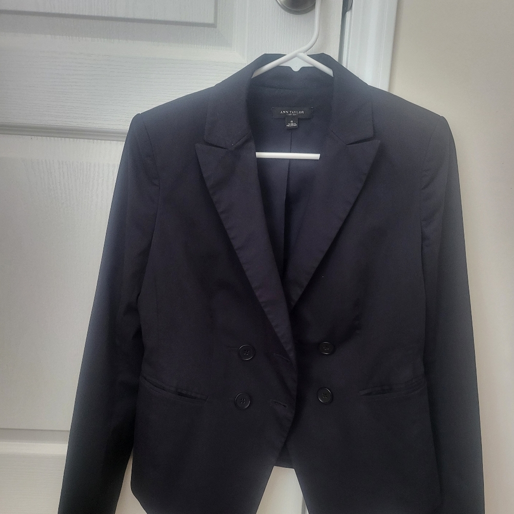 Ann Taylor Dark Navy Double Breasted Blazer